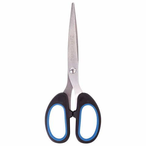 Ножницы BRAUBERG Classic+, 160 мм, черно-синие, классической формы, резиновые вставки, 236447 236447 - фото 329098
