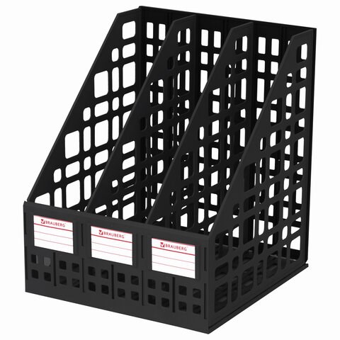 Лоток вертикальный для бумаг BRAUBERG MAXI Plus, 240 мм, 3 отделения, сетчатый, сборный, черный, 237013 237013 - фото 329191