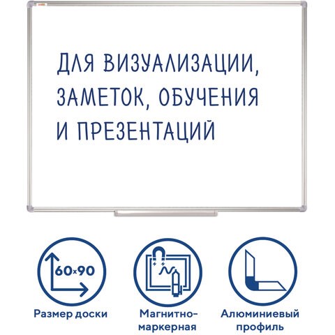 Доска магнитно-маркерная 60х90 см, алюминиевая рамка, Польша, STAFF Profit, 237721 237721 - фото 329371