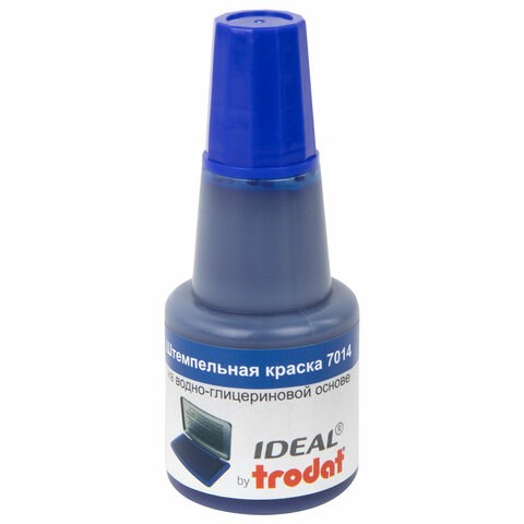 Краска штемпельная TRODAT IDEAL 7014 синяя 24 мл, на водно-глицериновой основе, 206916 238942 - фото 329705