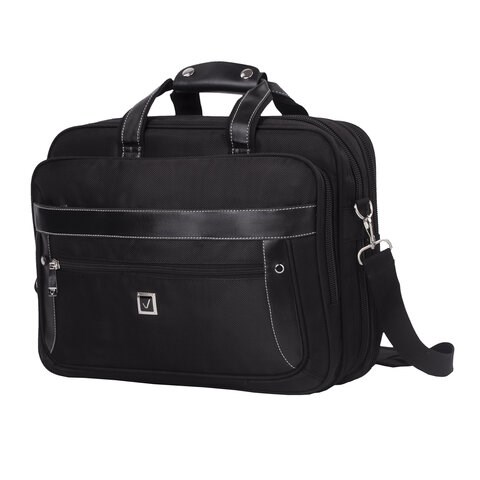 Сумка портфель BRAUBERG CARBON с отделением для ноутбука 15-16", 2 отделения, черная, 31х41х13 см, 240509 240509