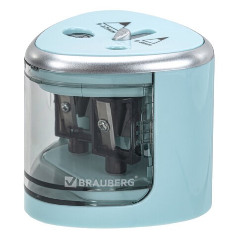 Точилка электрическая BRAUBERG DUAL (для 2 диаметров карандашей!), 4 батарейки АА, голубая, 270578 270578 - фото 329940