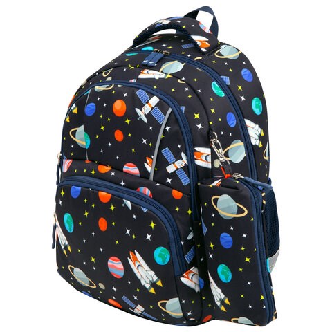 Рюкзак BRAUBERG KIDS SET, с пеналом в комплекте, 2 отделения, "Space infinity", 37x28x16 см, 272099 272099