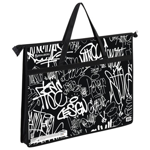 Папка для рисунков и чертежей с ручками BRAUBERG А3, пластик, молния сверху, "Graffiti", 272233 272233 - фото 330414