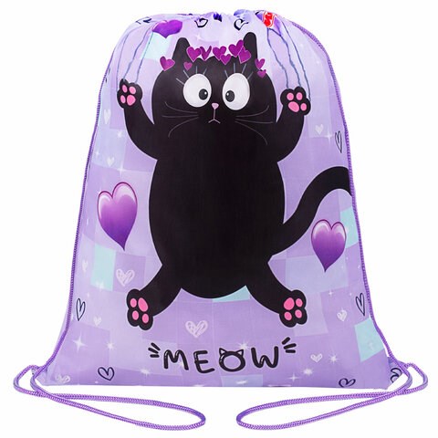 Мешок для обуви ПИФАГОР, 1 отделение, 42х34 см, "Falling cat", 272383 272383