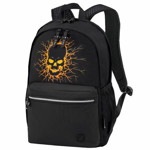 Рюкзак BRAUBERG FASHION CITY универсальный, 2 отделения, Skull, черный, 46х31х15 см, 272572 272572 - фото 330593