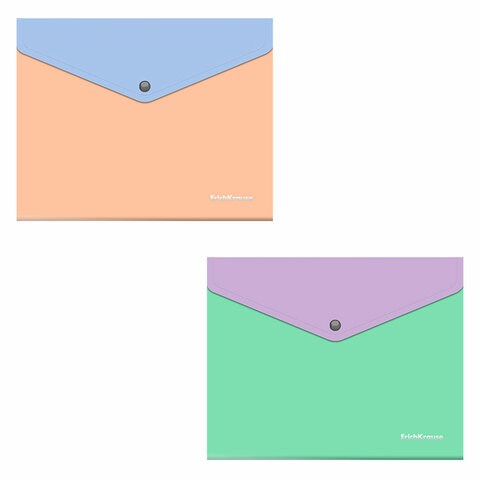 Папка-конверт с кнопкой ERICH KRAUSE "Matt Pastel Bloom", А5+, до 120 л., с карманом, ассорти, 0,18 мм, 61150 272928 - фото 330831