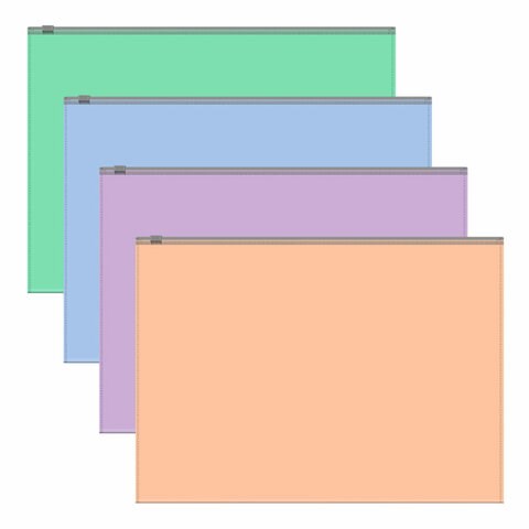 Папка-конверт на молнии ERICH KRAUSE "Matt Pastel Bloom" А4 (334х246 мм), ассорти, 0,18 мм, 61169 272932 - фото 330835