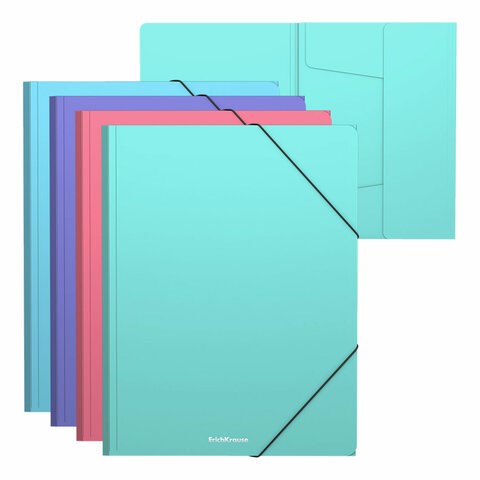 Папка на резинках ERICH KRAUSE "Diagonal Pastel", до 300 листов, ассорти, 600 мкм, 50400 272939 - фото 330839