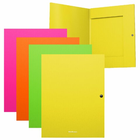 Папка на кнопке пластиковая ERICH KRAUSE "Neon", с 3 клапанами, до 130 листов, ассорти, 600 мкм, 50411 272942 - фото 330842
