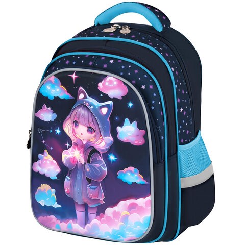 Рюкзак BRAUBERG KIDS FLOSSY, 2 отделения, 3 кармана, "Sky girl", 3D-панель, 40х28х18 см, 273179 273179 - фото 330924