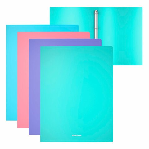Папка на 4 кольцах ERICH KRAUSE "Diagonal Pastel", 24 мм, до 150 листов, ассорти, 0,6 мм, 49978 273972 - фото 330943
