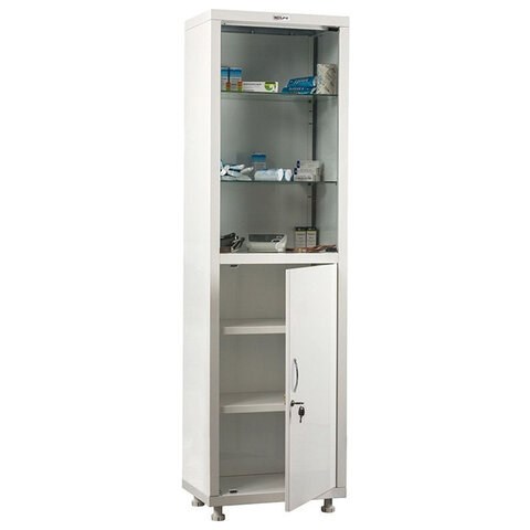 Шкаф медицинский 1-створчатый HILFE "МД 1 1650/SG" 1755х500х320 мм, стекло, белый, S26199201509 291317 - фото 331198