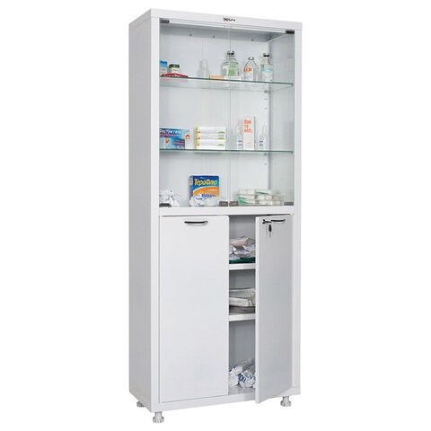Шкаф медицинский 2-створчатый HILFE "МД 2 1670/SG" 1755х700х320 мм, стекло, белый, S26199203509 291319 - фото 331200