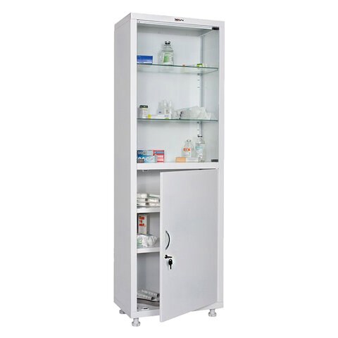 Шкаф медицинский 1-створчатый HILFE "МД 1 1760/SG" 1850х600х400 мм, стекло, белый, S26199204509 291321 - фото 331202