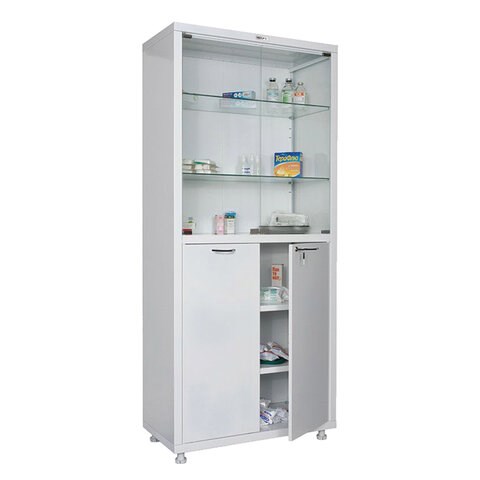 Шкаф медицинский 2-створчатый HILFE "МД 2 1780/SG" 1850х800х400 мм, стекло, белый, S26199205509 291323 - фото 331204