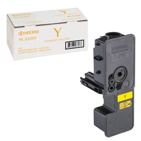 Тонер-картридж KYOCERA (TK-5220Y) ECOSYS P5021cdn/cdw/M5521cdn/cdw, желтый, ресурс 1200 стр., оригинальный, 1T02R9ANL1 320853 - фото 331314