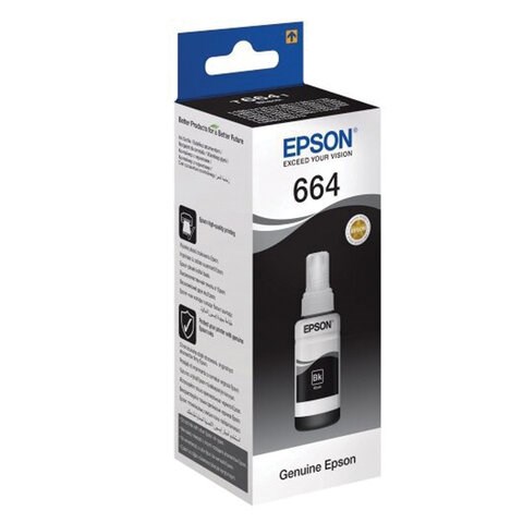 Чернила EPSON 664 (T6641) для СНПЧ Epson L100/L110/L200/L210/L300/L456/L550, черные, ОРИГИНАЛЬНЫЕ 360972 - фото 331729
