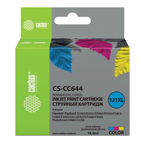 Картридж струйный CACTUS (CS-CC644) для HP DeskJet D2500/2530/F4200, цветной 361895 - фото 332081