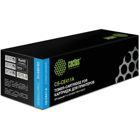 Картридж лазерный CACTUS (CS-CE411A) для HP LaserJet Pro M351/M451, голубой, ресурс 2600 страниц 362093