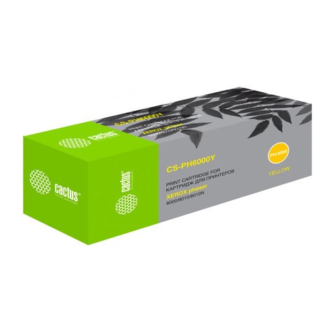 Картридж лазерный CACTUS (CS-PH6000Y) для XEROX Phaser 6000/6010N, желтый, ресурс 1000 стр. 362586