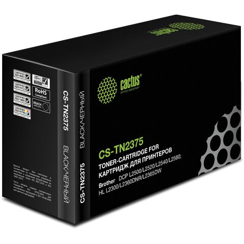 Картридж лазерный CACTUS (CS-TN2375) для BROTHER HL-L2300DR/2340DWR/DCP-L2500, ресурс 2600 стр. 362685 - фото 332475