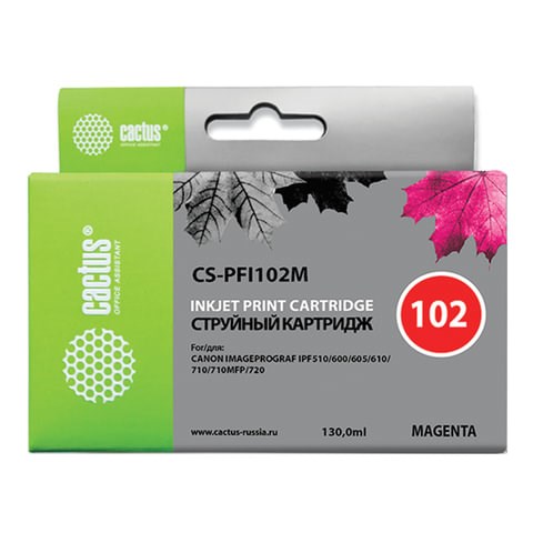 Картридж струйный CACTUS (CS-PFI102M) для CANON iPF500/510/F600/605/650/700, пурпурный 362785
