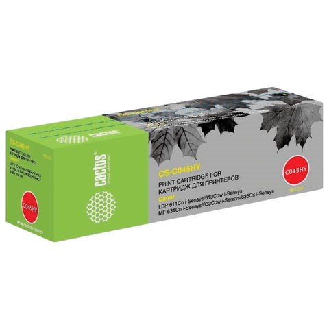 Картридж лазерный CACTUS (CS-045HY) для CANON MF635/633/631/LBP 611/613, желтый, ресурс 2200 стр., CS-C045HY 362993 - фото 332670