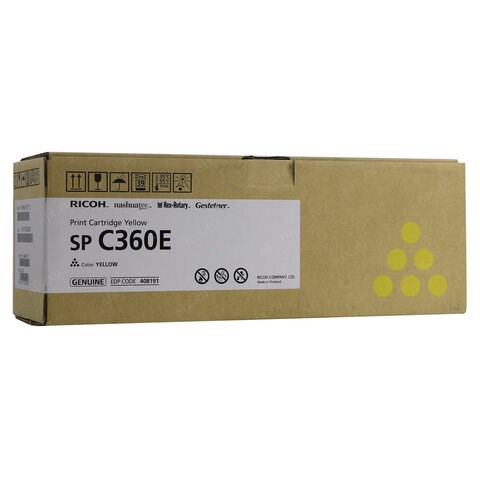 Тонер-картридж лазерный RICOH (SP C360E) SP C360/C361, желтый, оригинальный, ресурс 1500 стр., 408190 363033 - фото 332705