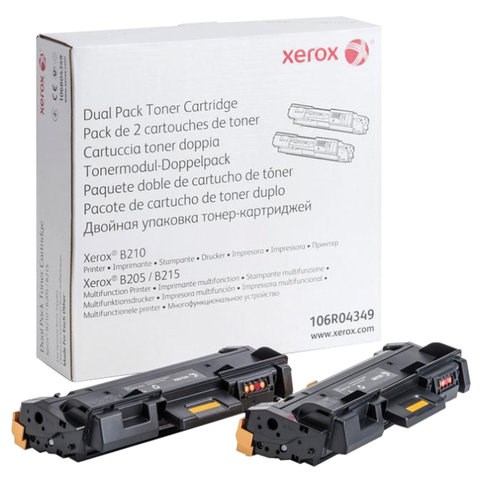 Тонер-картридж XEROX (106R04349) для B205/B210/B215, оригинальный, КОМПЛЕКТ 2 шт., ресурс 2х3000 страниц 363327 - фото 332887