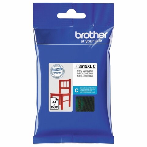 Картридж струйный BROTHER (LC3619XLC) для MFC-J3530DW/J3930DW, голубой, оригинальный, ресурс 1500 страниц 363570 - фото 333094