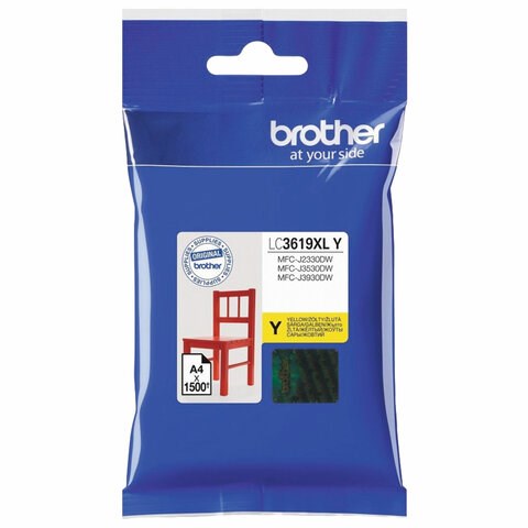 Картридж струйный BROTHER (LC3619XLY) для MFC-J3530DW/J3930DW, желтый, оригинальный, ресурс 1500 страниц 363572 - фото 333096