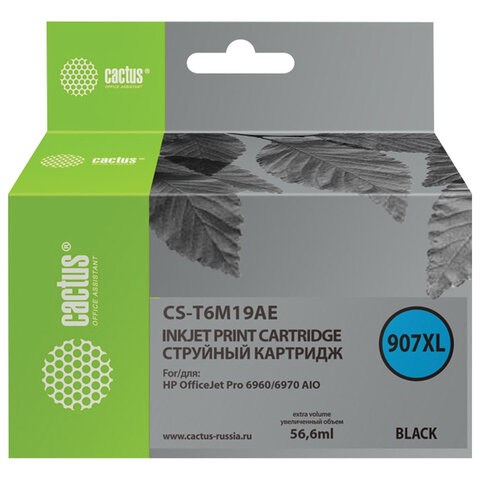 Картридж струйный CACTUS (CS-T6M19AE) для HP OfficeJet Pro 6950/6960/6970, черный 363642