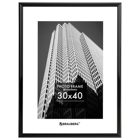 Рамка 30х40 см небьющаяся, багет 14 мм, пластик, BRAUBERG "Original", черная, 391230 391230 - фото 333852