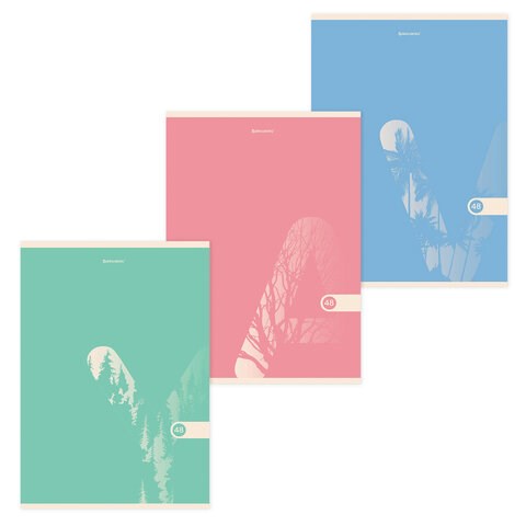 Тетрадь А4, 48 л., BRAUBERG, скоба, клетка, обложка картон, "PASTEL", 404041 404041 - фото 334055