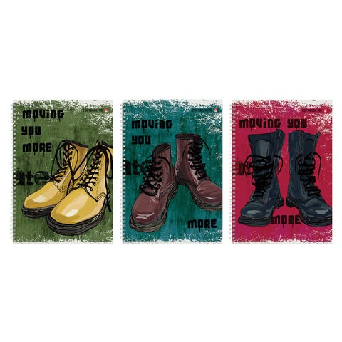 Тетрадь А4 80 л. АЛЬТ гребень, клетка, глянцевая ламинация, "BOOTS" (3 вида), 7-80-1120 404105 - фото 334082