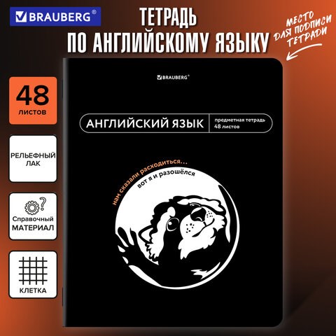 Тетрадь предметная МЕМЫ 48 л., TWIN-лак, АНГЛИЙСКИЙ ЯЗЫК, клетка, подсказ, BRAUBERG, 405098 405098 - фото 334336