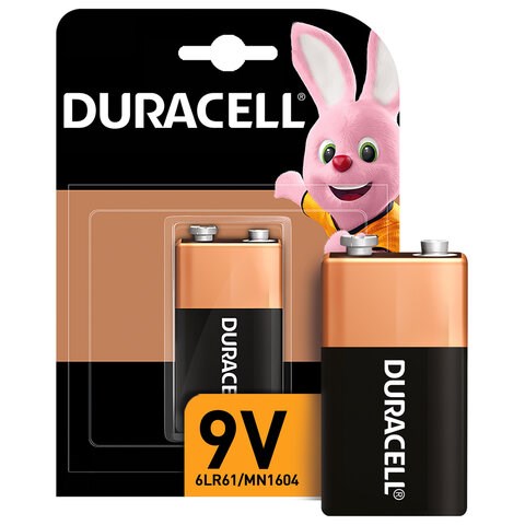 Батарейка DURACELL Basic ОРИГИНАЛ, 6LR61 (КРОНА), алкалиновая, 1 шт., 9 В, блистер 450427 - фото 334455