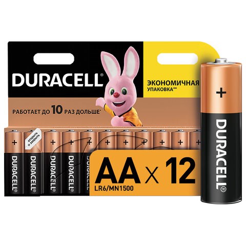 Батарейки КОМПЛЕКТ 12 шт., DURACELL Basic ОРИГИНАЛ, AA (LR6, 15А), алкалиновые, пальчиковые 450432 - фото 334456