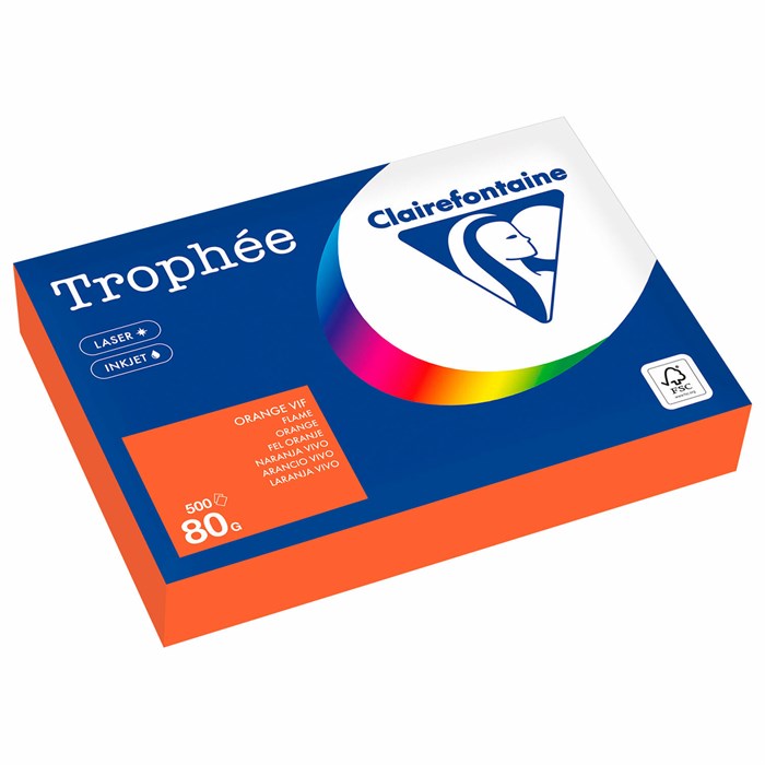 Бумага цветная CLAIREFONTAINE, А4, 80 г/м2, 500 л., интенсив, ярко-оранжевый, Франция, 1761C 116717 - фото 334793