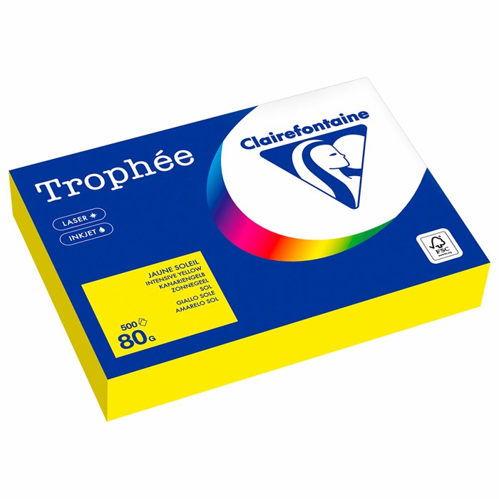 Бумага цветная CLAIREFONTAINE, А4, 80 г/м2, 500 л., интенсив, ярко-желтый, Франция, 1877C 116719 - фото 334795