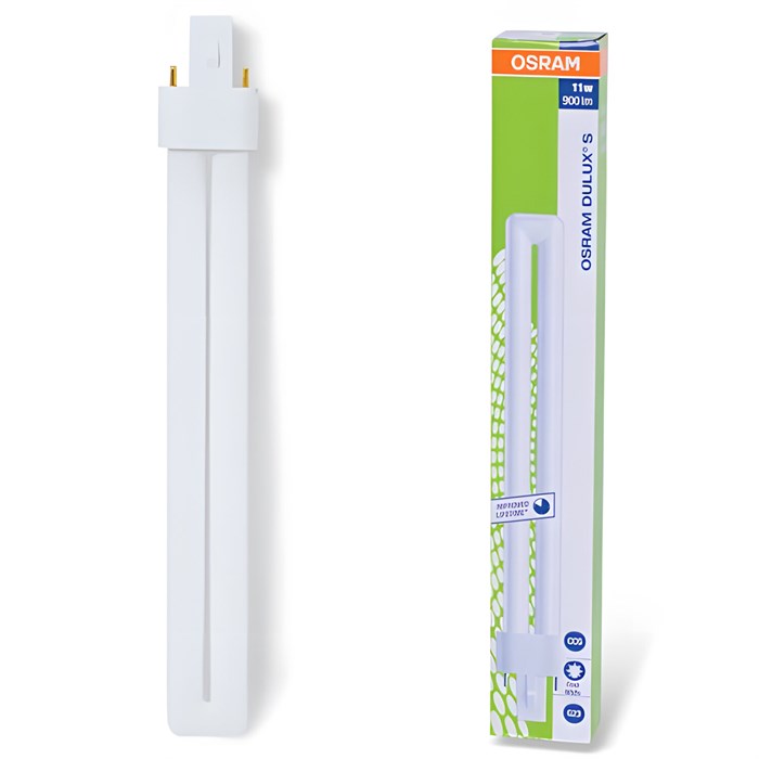 Лампа люминесцентная OSRAM DULUX S 11W/21-840, 11 Вт, U-образная, холодный белый свет, цоколь G23 450327 - фото 334849