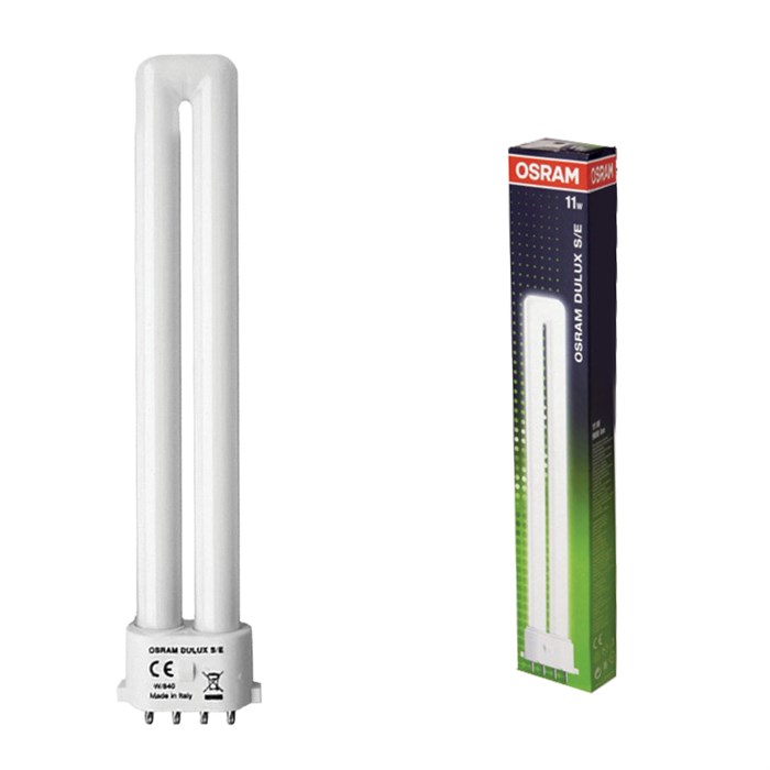 Лампа люминесцентная OSRAM DULUX S/E 11W/21-840, 11 Вт, U-образная, холодный белый свет, цоколь 2G7 450645 - фото 334907