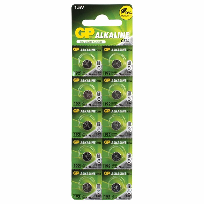 Батарейка GP Alkaline 192 (G3, LR41), алкалиновая, 1 шт., в блистере (отрывной блок), 192-2CY 452222 - фото 335203