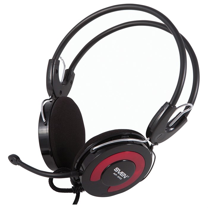 Наушники с микрофоном (гарнитура) SVEN AP-540, проводные, 2,2 м, с оголовьем, черно-красные, SV-0410540 512975 - фото 335890