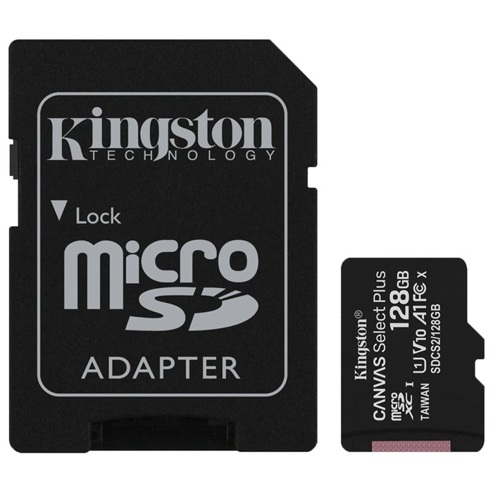 Карта памяти microSDXC 128 GB KINGSTON Canvas Select Plus UHS-I U1,100 Мб/с (class 10), адаптер, SDCS2/128 GB 513194 - фото 335967