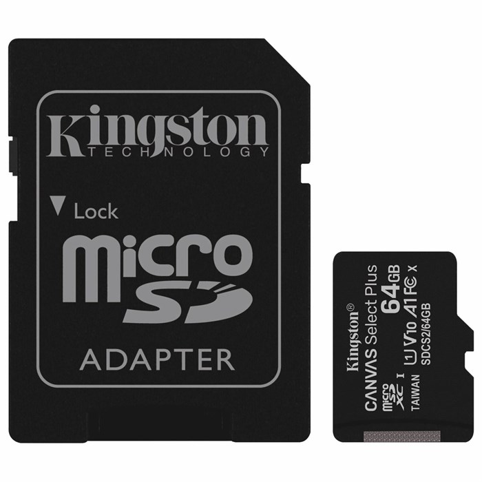 Карта памяти microSDXC 64 GB KINGSTON Canvas Select Plus, UHS-I U1, 100 Мб/с (class 10), адаптер, SDCS2/64GB 513487 - фото 336118