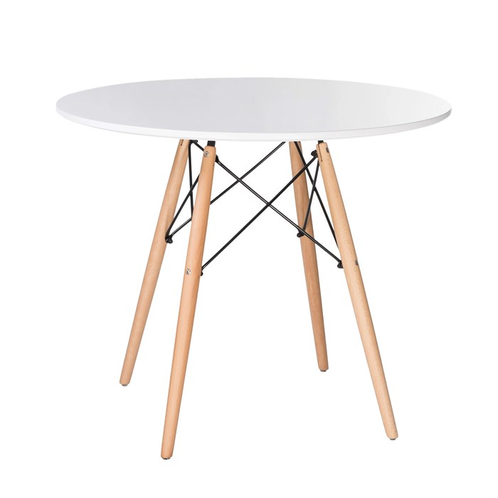 Стол обеденный BRABIX "Eames T-01", круглый, диаметр 80 см, опоры дерево, белый, 532633 532633 - фото 336731