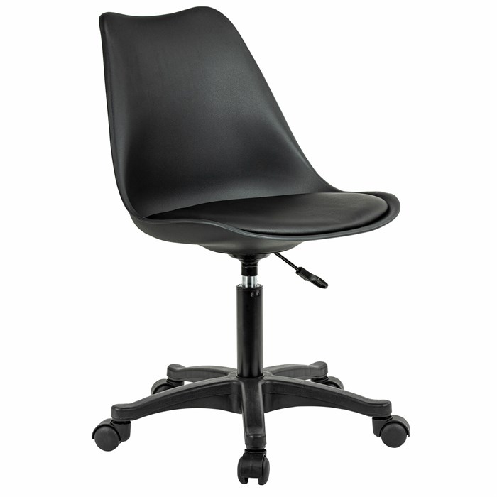 Кресло стул BRABIX "Eames MG-310 PL", пластик черный, экокожа черная, 532927 532927 - фото 337340