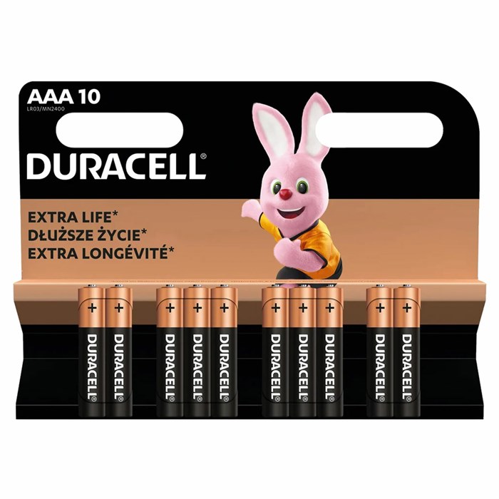 Батарейки КОМПЛЕКТ 10 шт., DURACELL Basic ОРИГИНАЛ, AAA (LR03, 24А), алкалиновые, мизинчиковые 456787 - фото 337357